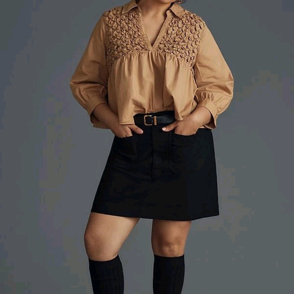 Maeve By Anthropologie Smocked Babydoll Top - Picture 8 of 16